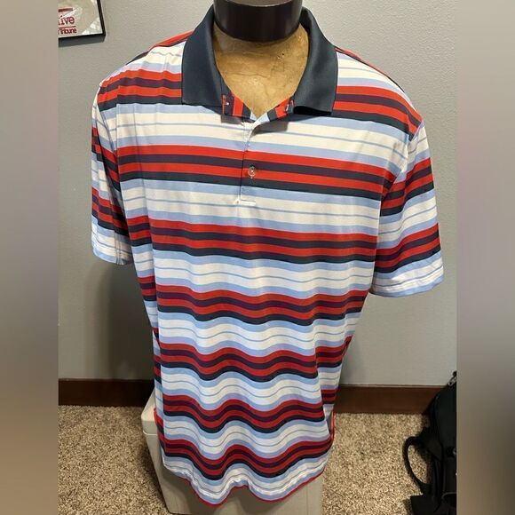 Nike Golf DriFit Mens XXL Striped Short Sleeve Polo - Picture 1 of 7